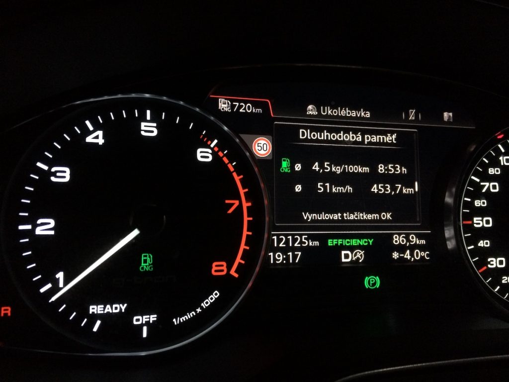Audi A5 g-tron - skutečná spotřeba