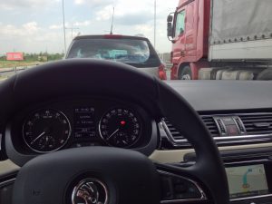 Dopravní komplikace během testu Rapidu 1,2 TSI GreenTec