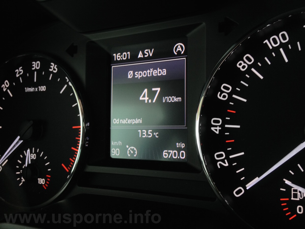 Škoda Octavia 1,6 TDI 81 kW DSG - skutečná spotřeba