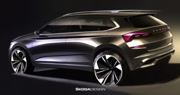 Škoda odhaluje malé SUV Kamiq, nejspíše bude i na CNG Škoda Kamiq - první skica, zezadu