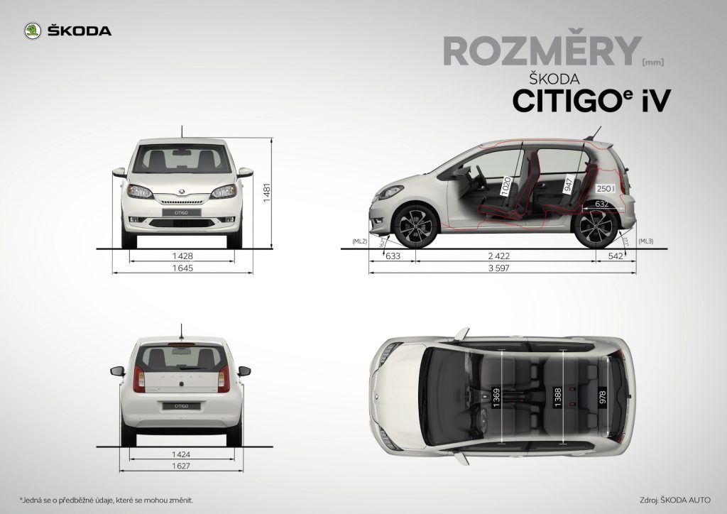 Škoda Citigo e iV - rozměry