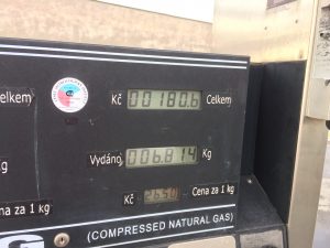 Množství CNG, které se vešlo do nádrze vozu Škoda Octavia G-TEC po testu
