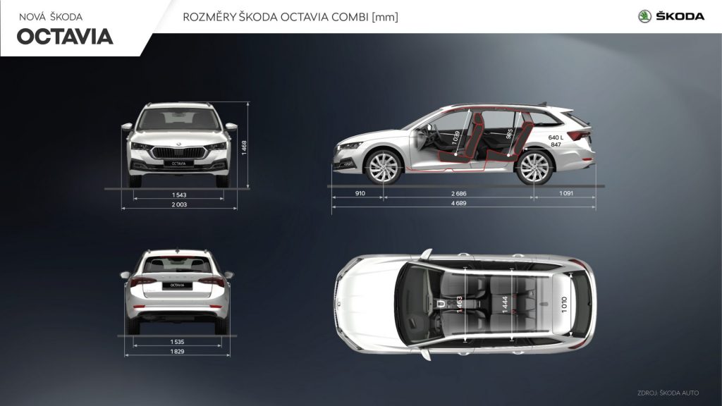 Nová Škoda Octavia Combi - rozměry