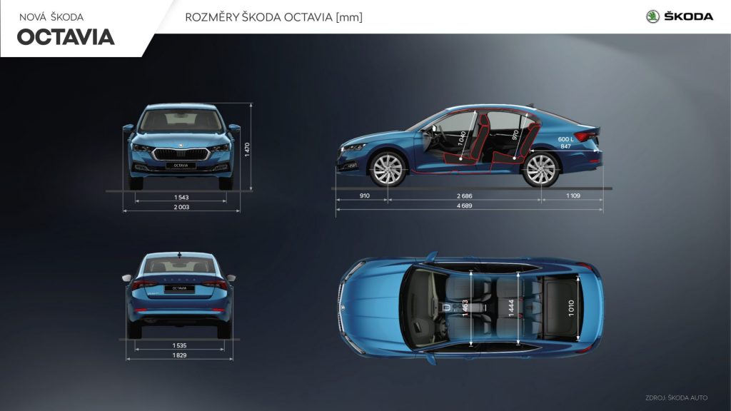 Nová Škoda Octavia liftback - rozměry