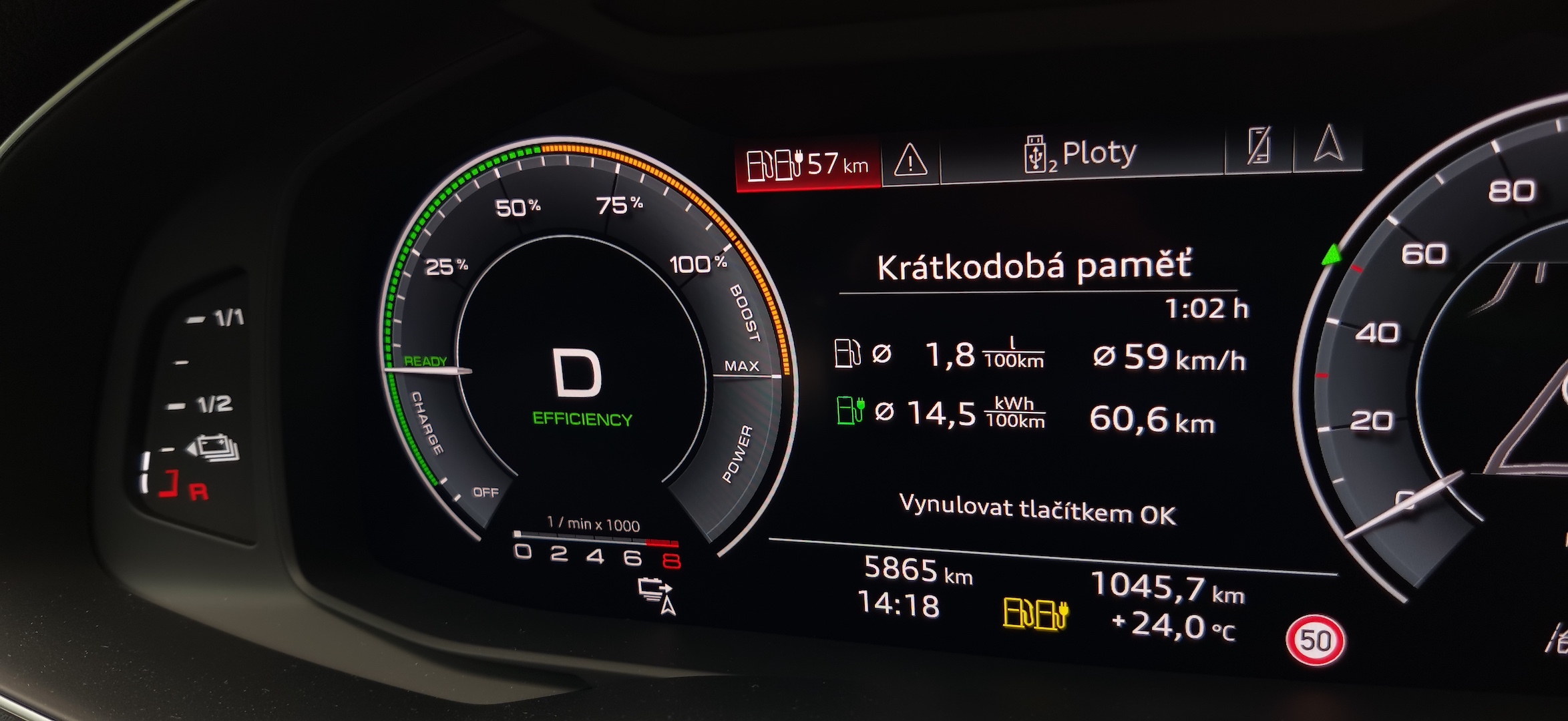 Audi A7 Sportback 55 TFSI e Quattro - kombinovaná spotřeba