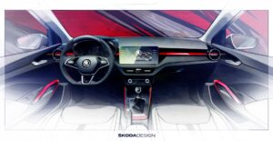 Skica interieru modelu Škoda Fabia Monte Carlo