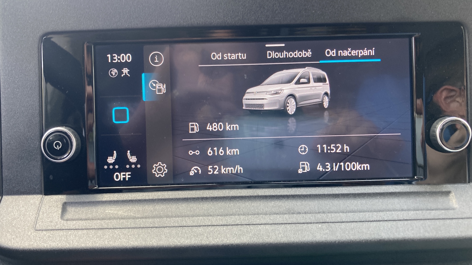 Volkswagen Caddy California, spotřeba a dojezd po příjezdu do Chorvatska