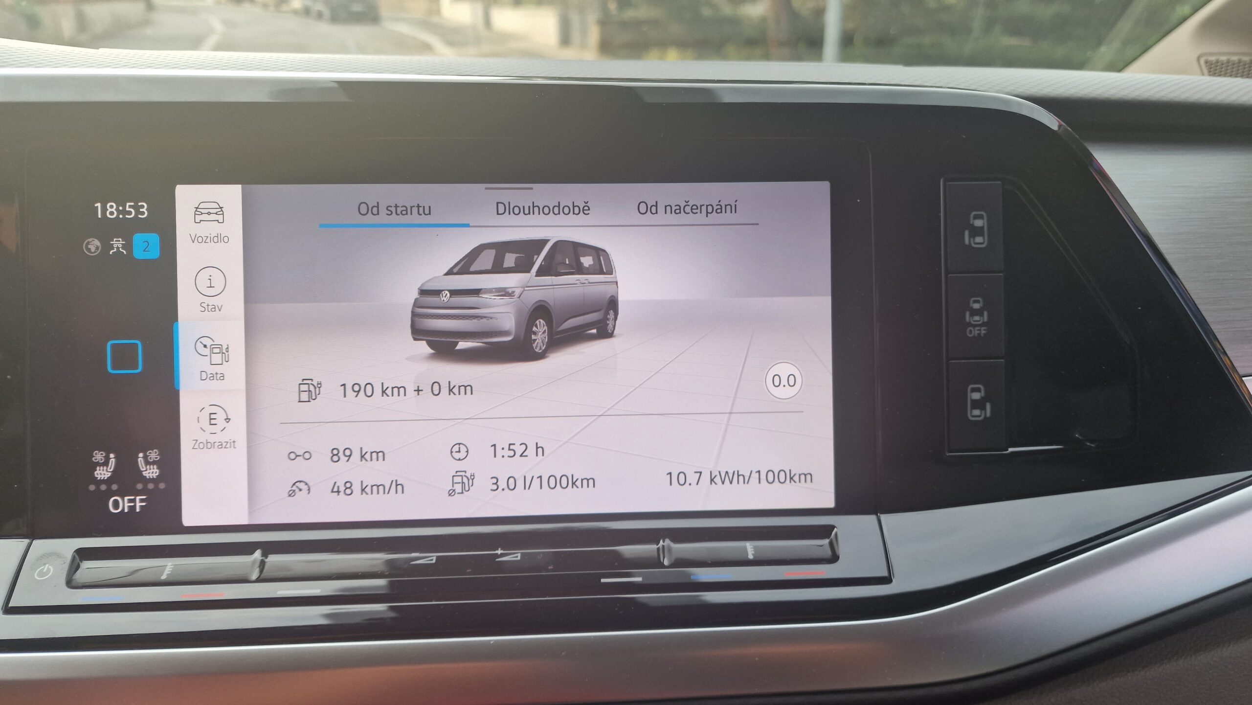 Volkswagen Multivan eHybrid - Plug-in, hodnoty z okruhu spotřeby