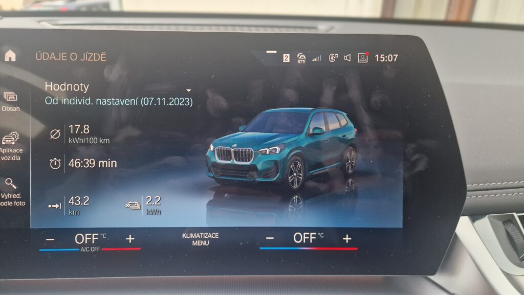 BMW iX1 xDrive30 - část okruhu spotřeby